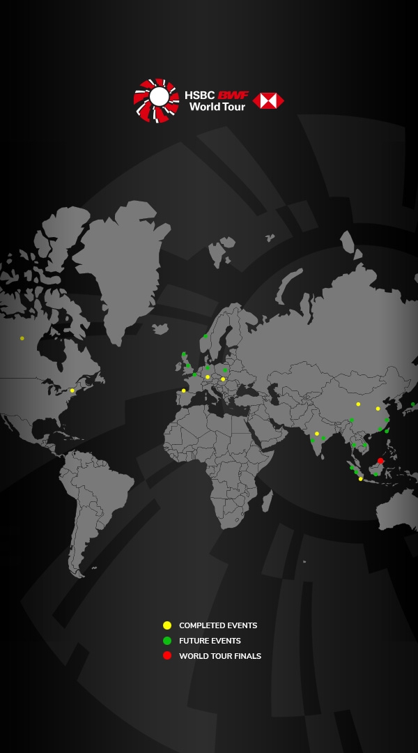 world map showing tournament venues
