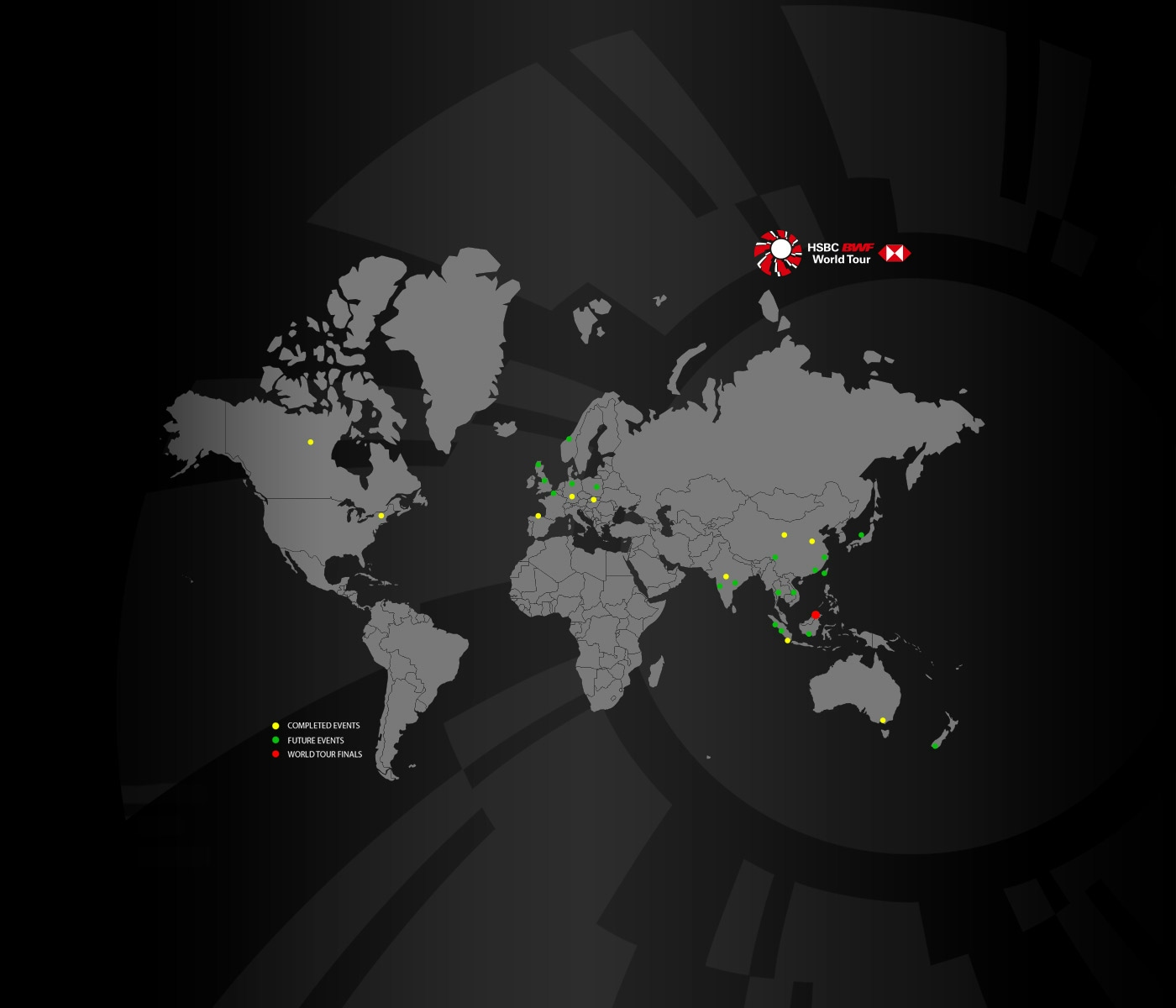 world map showing tournament venues